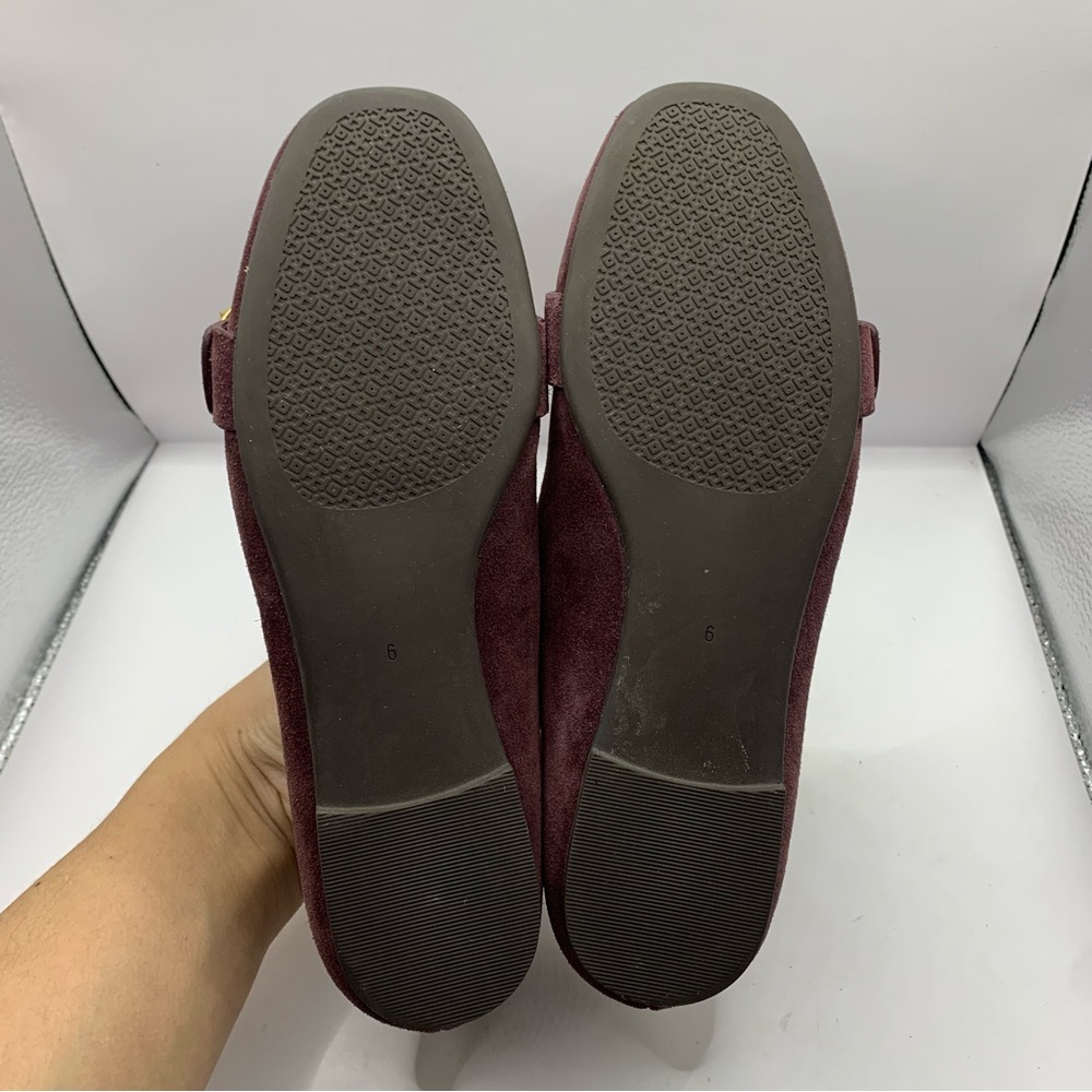 Women's 6 Tory Burch Marden Suede Flats Malbec Purple - Picture 6 of 7